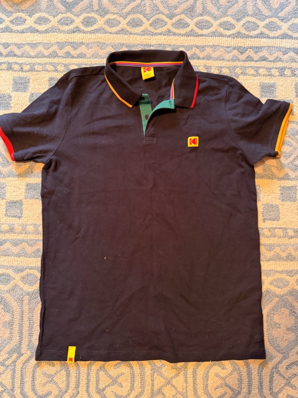 Kodak unisex Black Contrast-Trim Polo Shirt